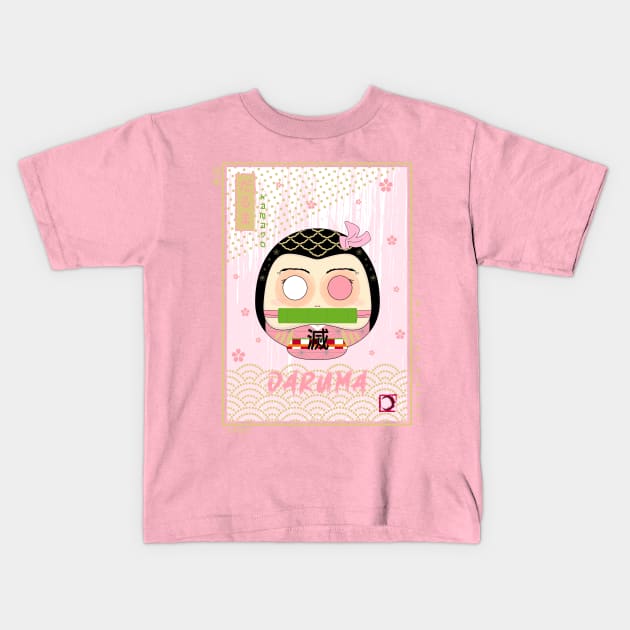 Daruma Nezuko Ukiyo-e Kids T-Shirt by Wimido